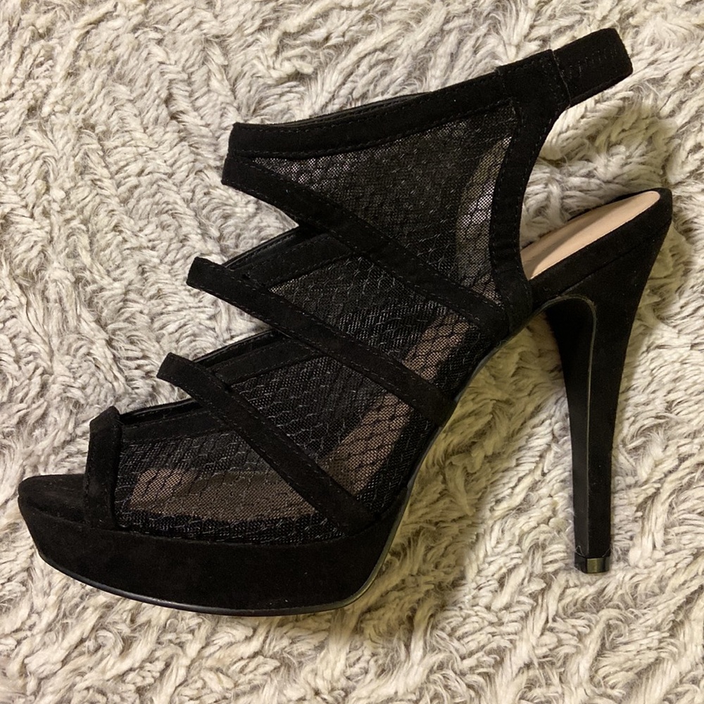Black mesh heels